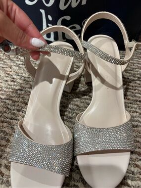 Primark Cream Crystal Block Heel Sandals